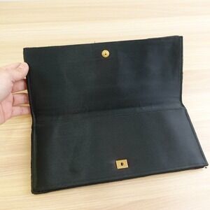 Vintage Beaded Allover Clutch Purse Wallet Black Long Bifold Money Bills